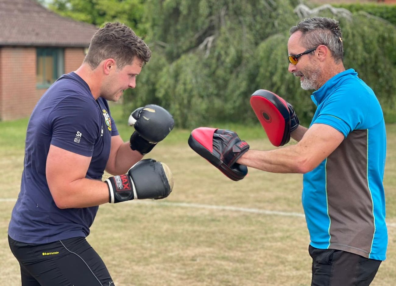 two men boxing at bootcamp